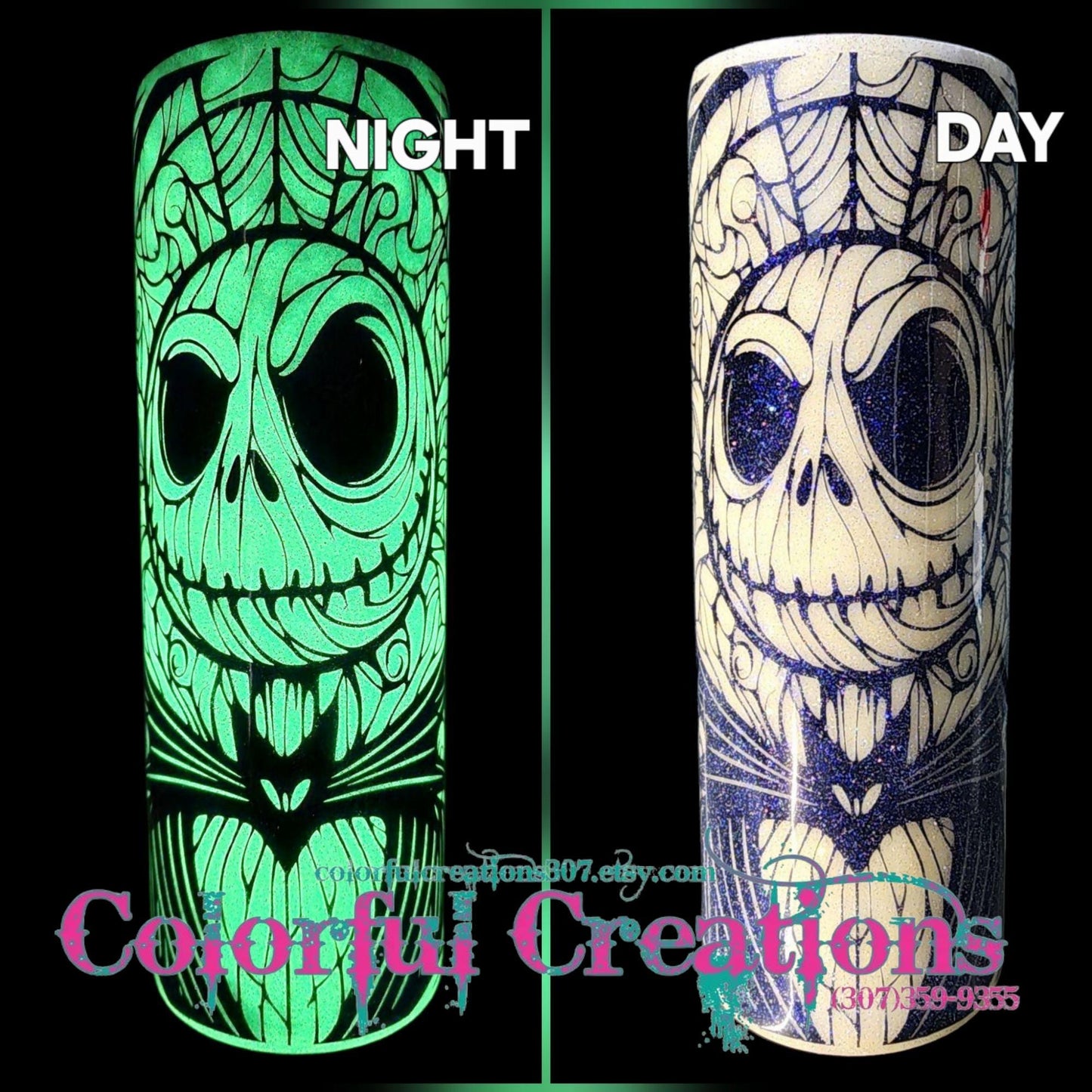 30oz Glitter Jack Glow in the Dark Tumbler WYSIWYG