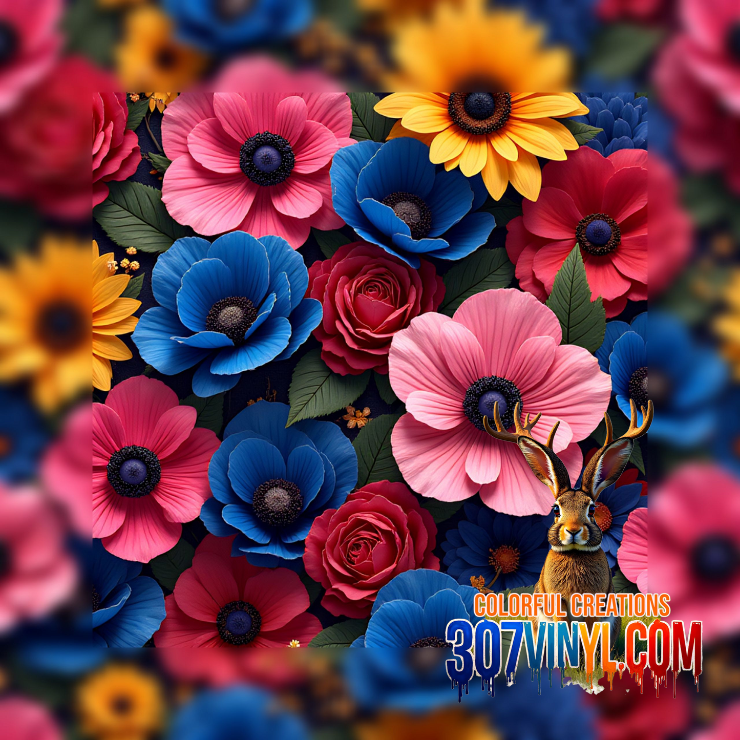 Colorful Pop Floral Pattern Vinyl