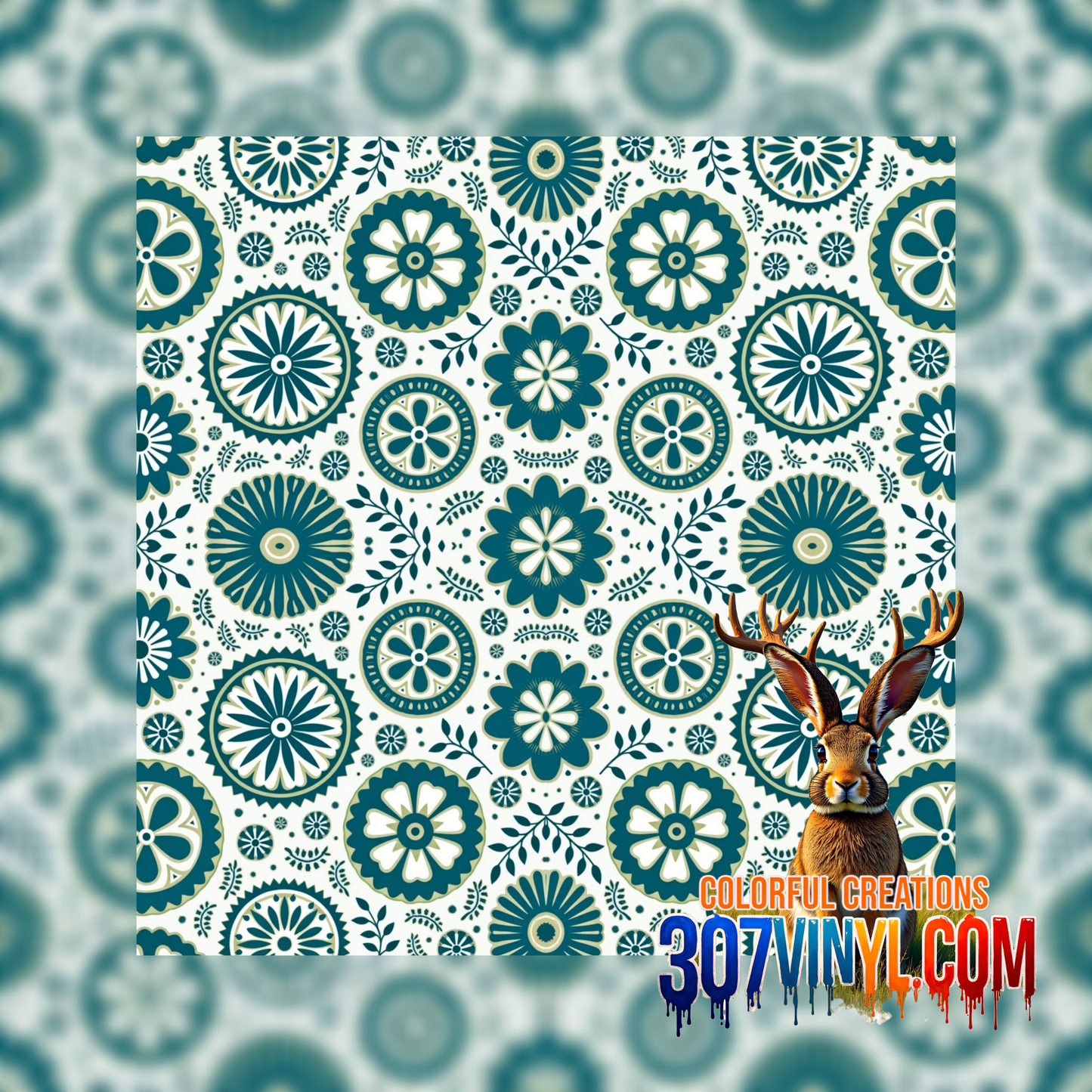 Teal 4 Pack Pattern Vinyl