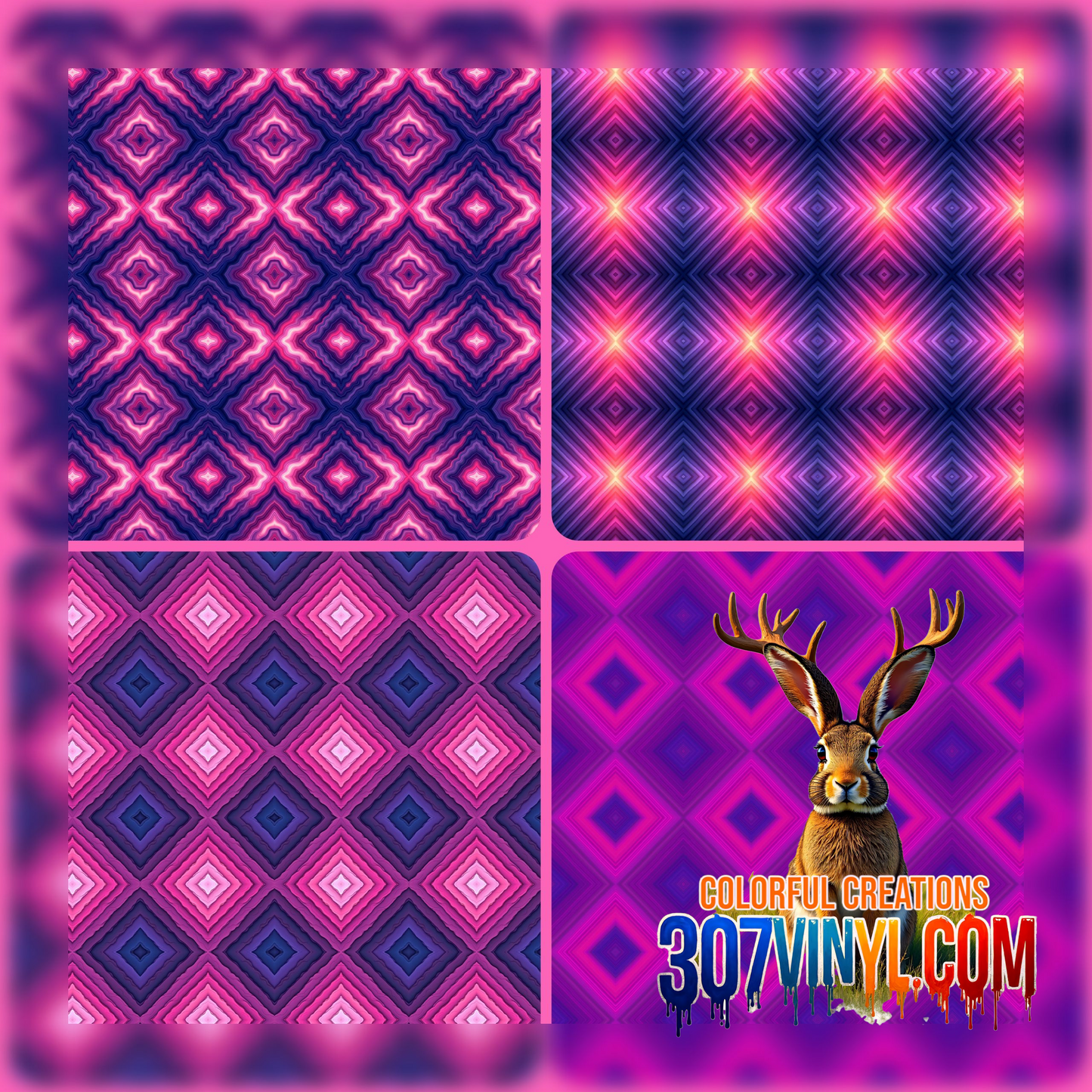Hot Pink Geometrics 4 Pack Pattern Vinyl