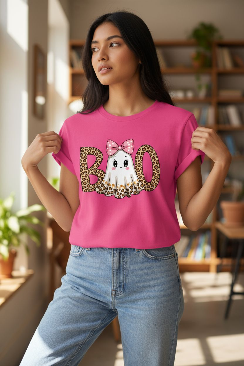 Leopard Print Boo T-Shirt
