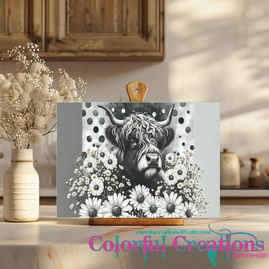 HIGHLAND COW Tempered Glass Cutting Board