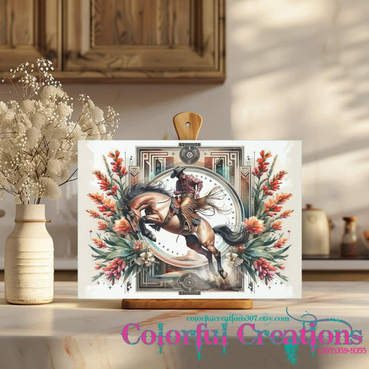 BUCKING HORSE Tempered Glass Cutting Board