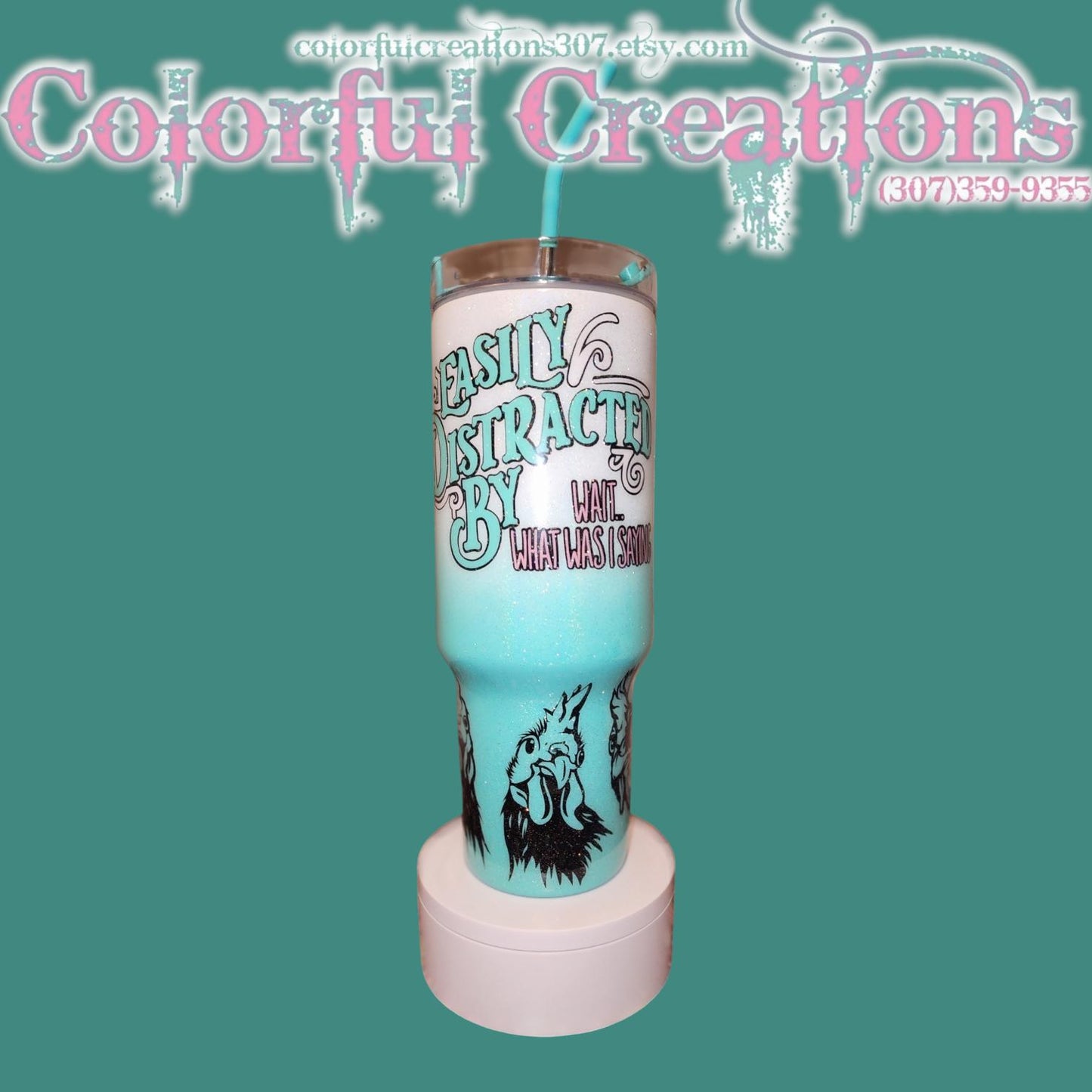 40oz EASILY Distracted Epoxy Tumbler WYSIWYG