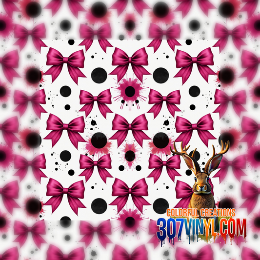 Dots & Bows Pink Pattern Vinyl
