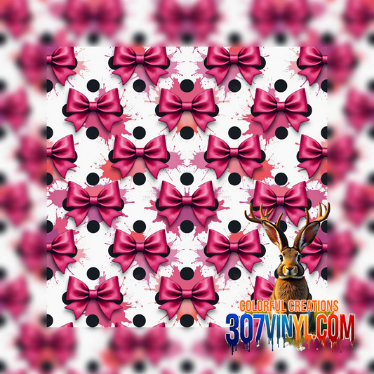 Dots & Bows Pink Pattern Vinyl