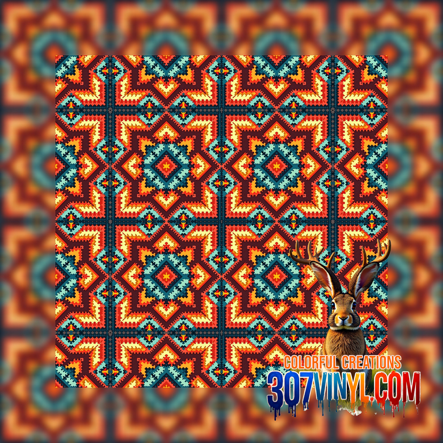 Beaded Native American Pattern Vinyl