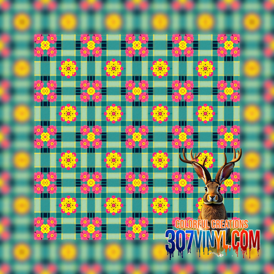 Teal Plaid Pattern Vinyl