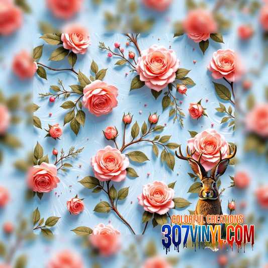 Salmon Rose Print Pattern Vinyl