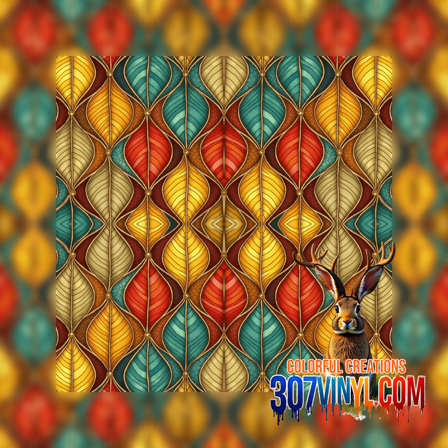 Colorful Leaf Print Pattern Vinyl