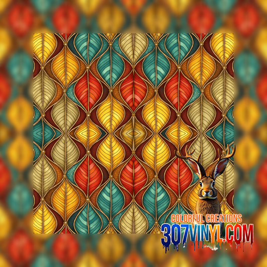 Colorful Leaf Print Pattern Vinyl