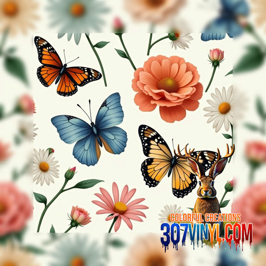 Butterfly Floral Pattern Vinyl