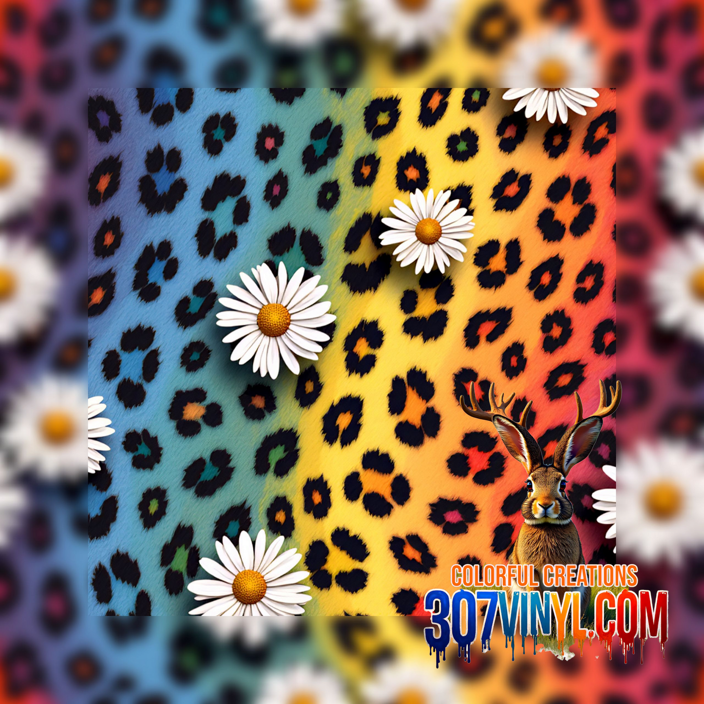 Rainbow Wave Cheetah Pattern Vinyl