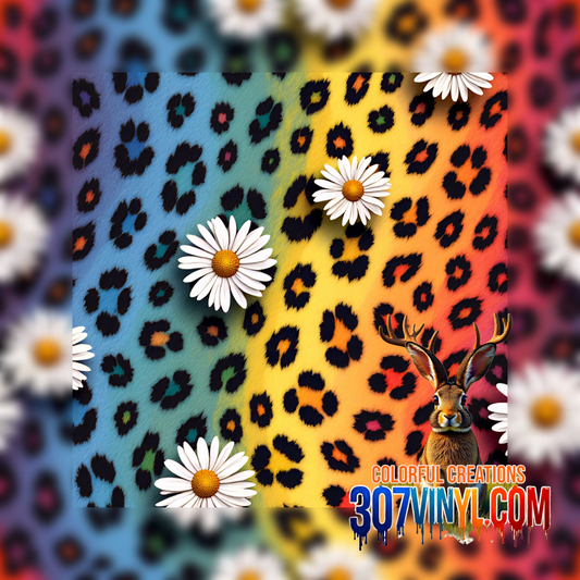 Rainbow Wave Cheetah Pattern Vinyl