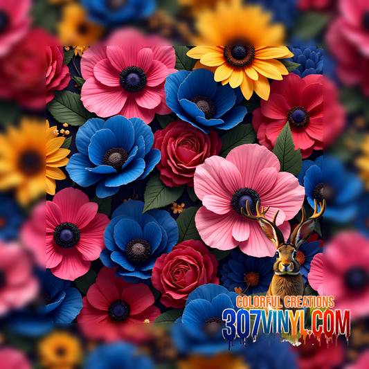 Colorful Pop Floral Pattern Vinyl