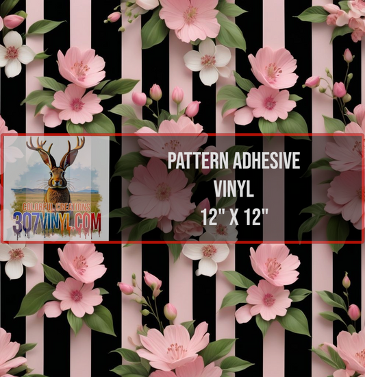 Pinstripe Floral Pattern Vinyl
