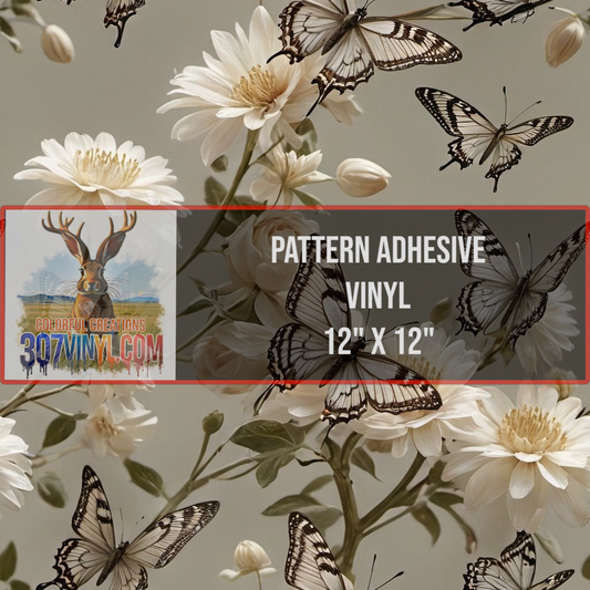 Monochromatic Floral Pattern Vinyl