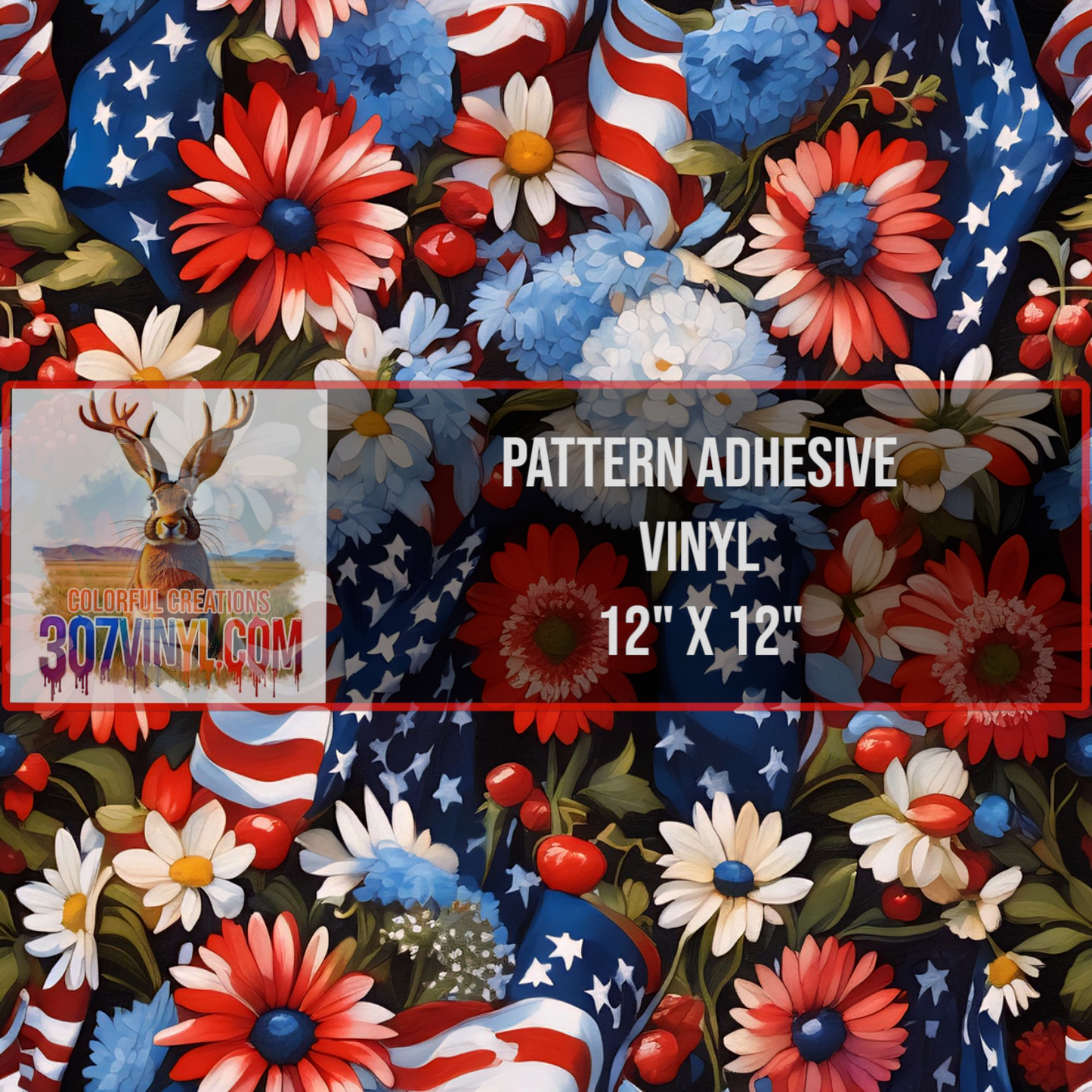 Patriotic Floral Pattern Vinyl