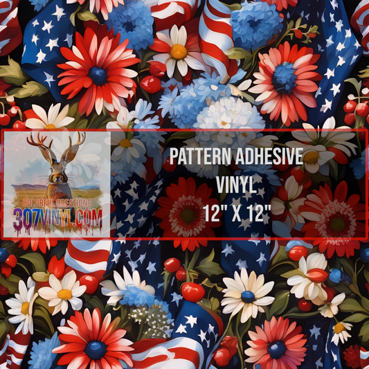Patriotic Floral Pattern Vinyl