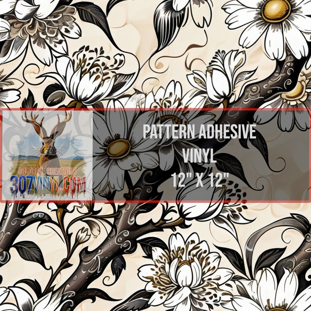 Monochromatic Daisy Pattern Vinyl