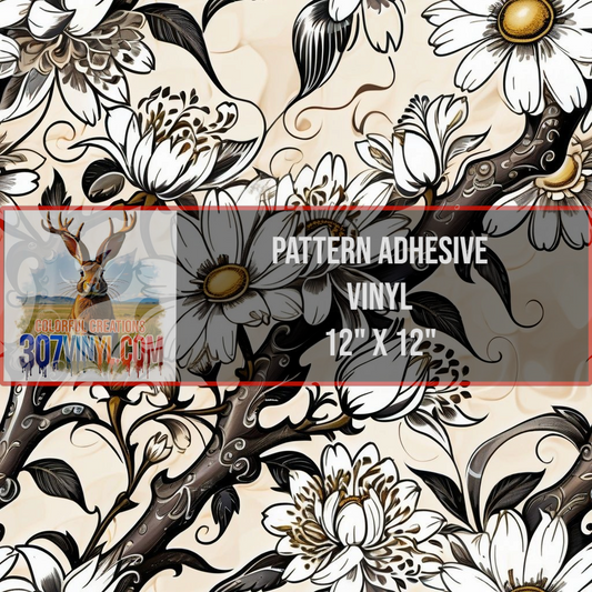 Monochromatic Daisy Pattern Vinyl