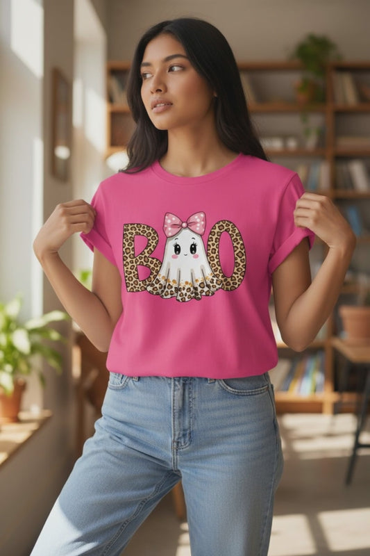 Leopard Print Boo T-Shirt