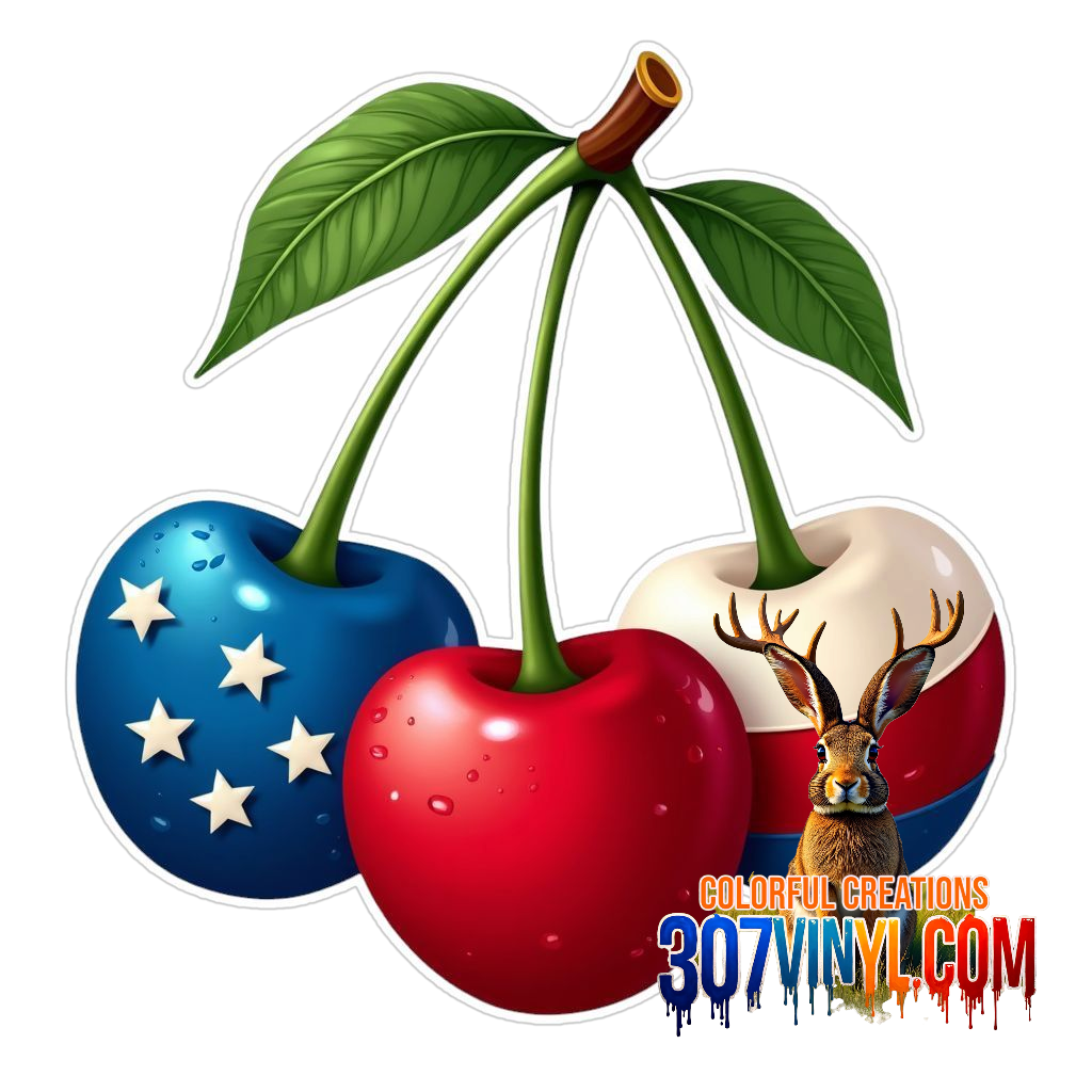 Patriotic Cherries Pattern Vinyl & Clear Cast Decal Set