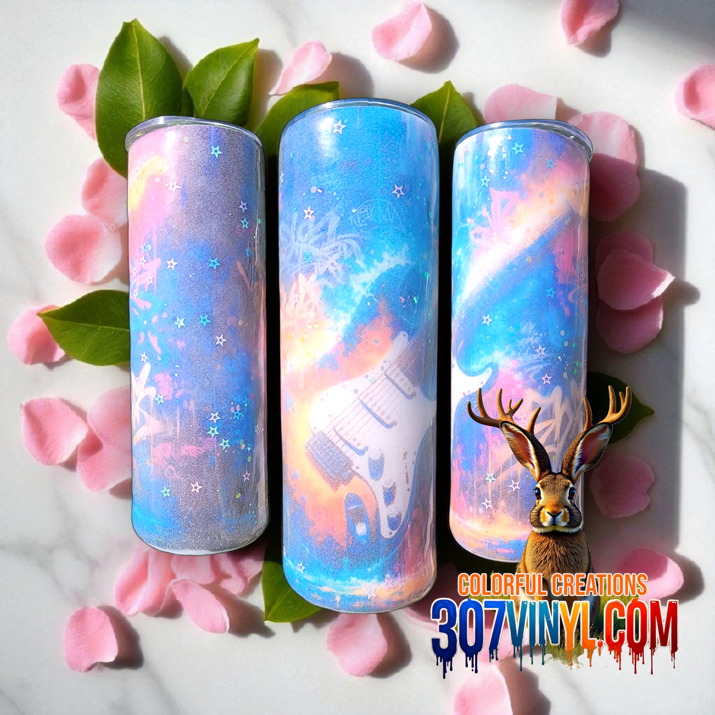 20oz Glitter Guitar Tumbler WYSIWYG