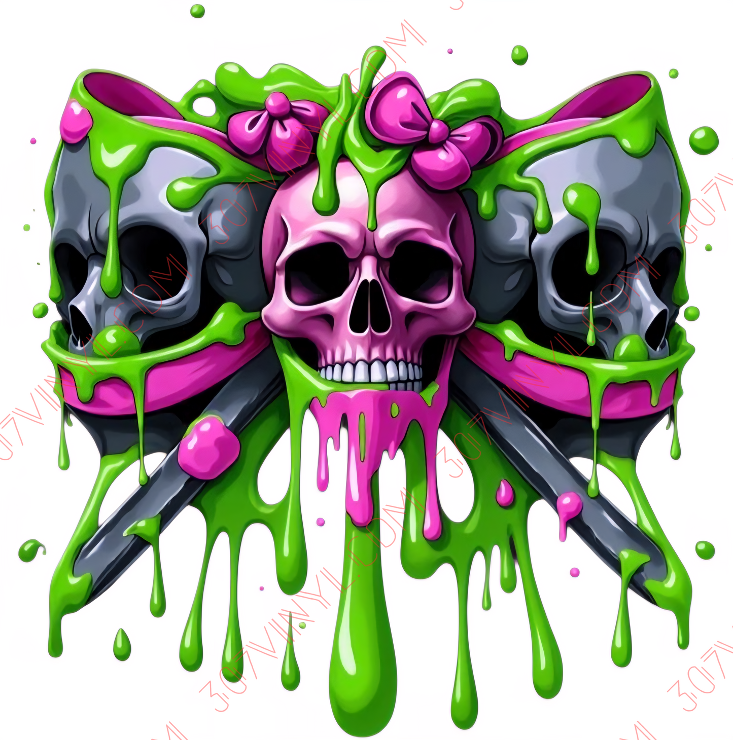 Dripping Skull Bow UV DTF