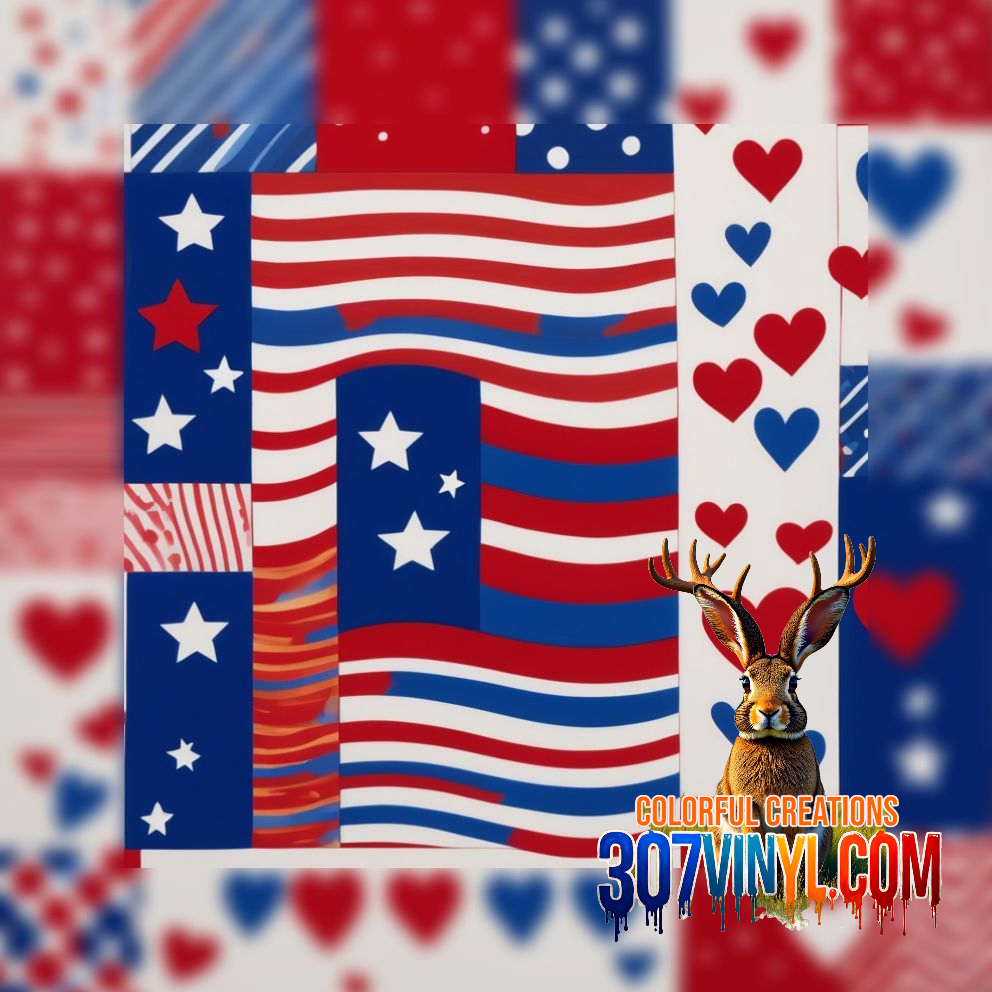 Red, White & Blue 4 Pack Pattern Vinyl