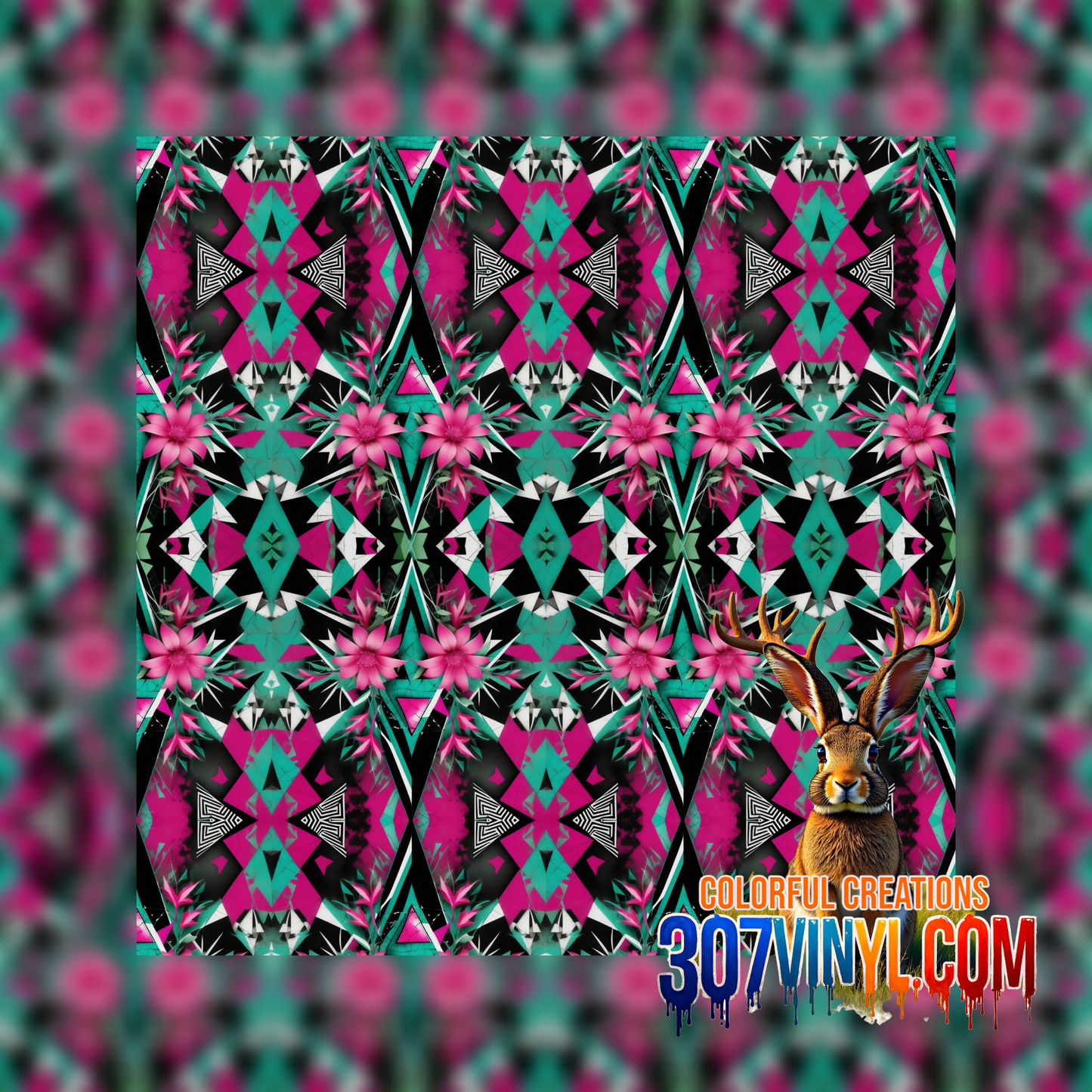 Pink & Teal Abstract Pattern Vinyl