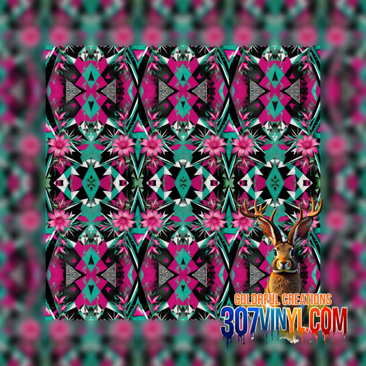 Pink & Teal Abstract Pattern Vinyl
