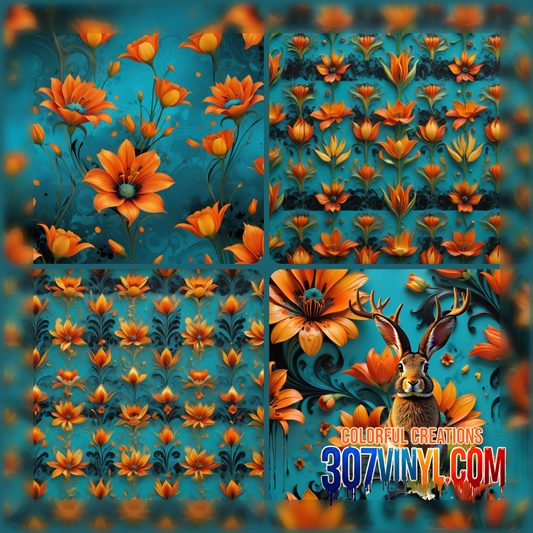 Orange Lilly 4 Pack Pattern Vinyl