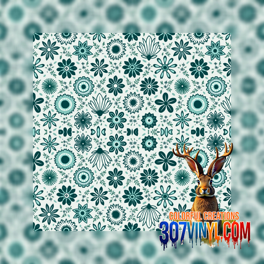 Teal Abstract Pattern Vinyl