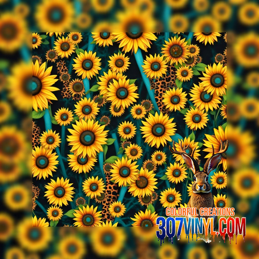 Shabby Chic Sunflower Pattern Vinyl