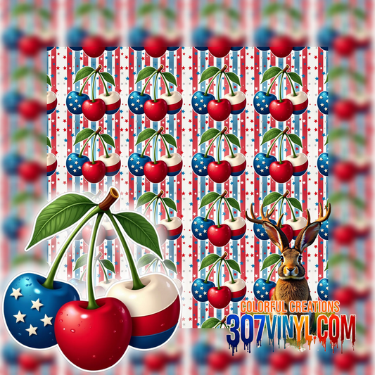 Patriotic Cherries Pattern Vinyl & Clear Cast Decal Set