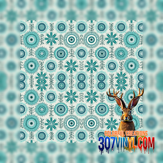 Teal Abstract Pattern Vinyl