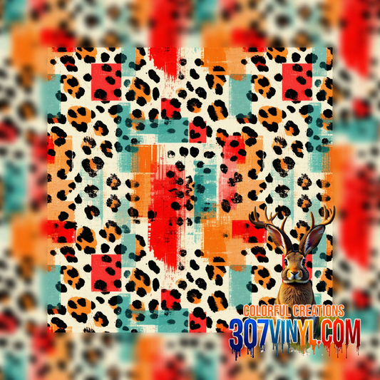 Abstract Cheetah Quilt Pattern Vinyl