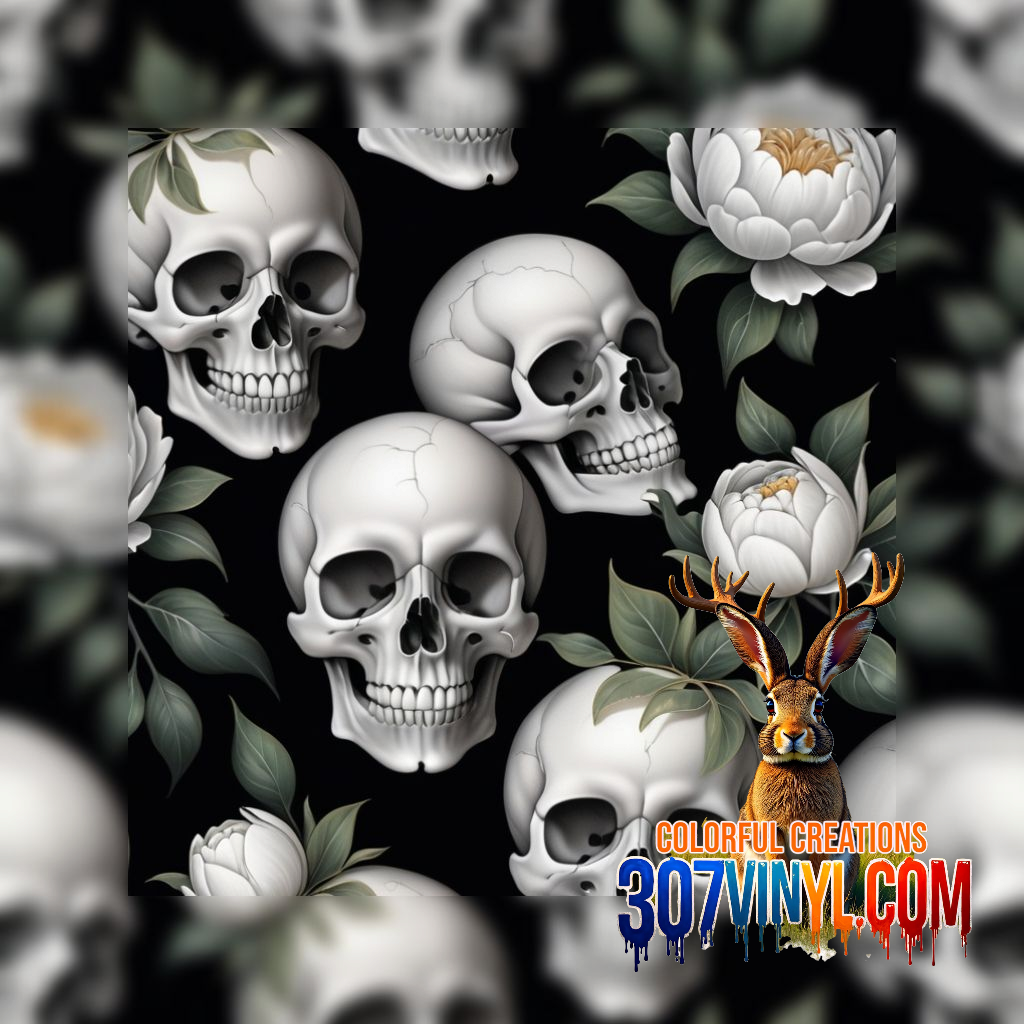 Peony  Skulls Pattern Vinyl