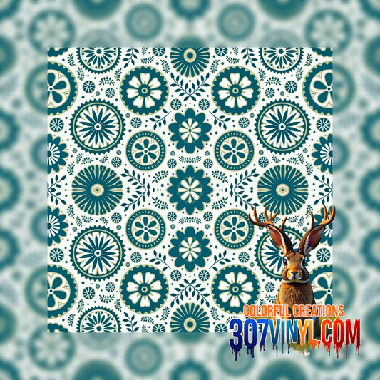 Teal Circle Abstract Pattern Vinyl