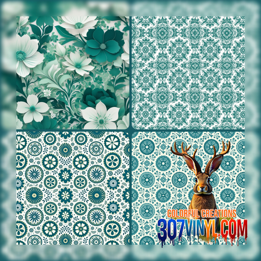 Teal 4 Pack Pattern Vinyl