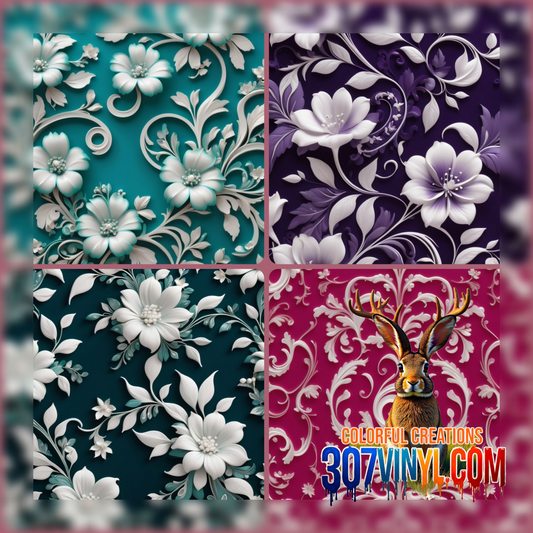 Vintage Floral 4 Pack Pattern Vinyl