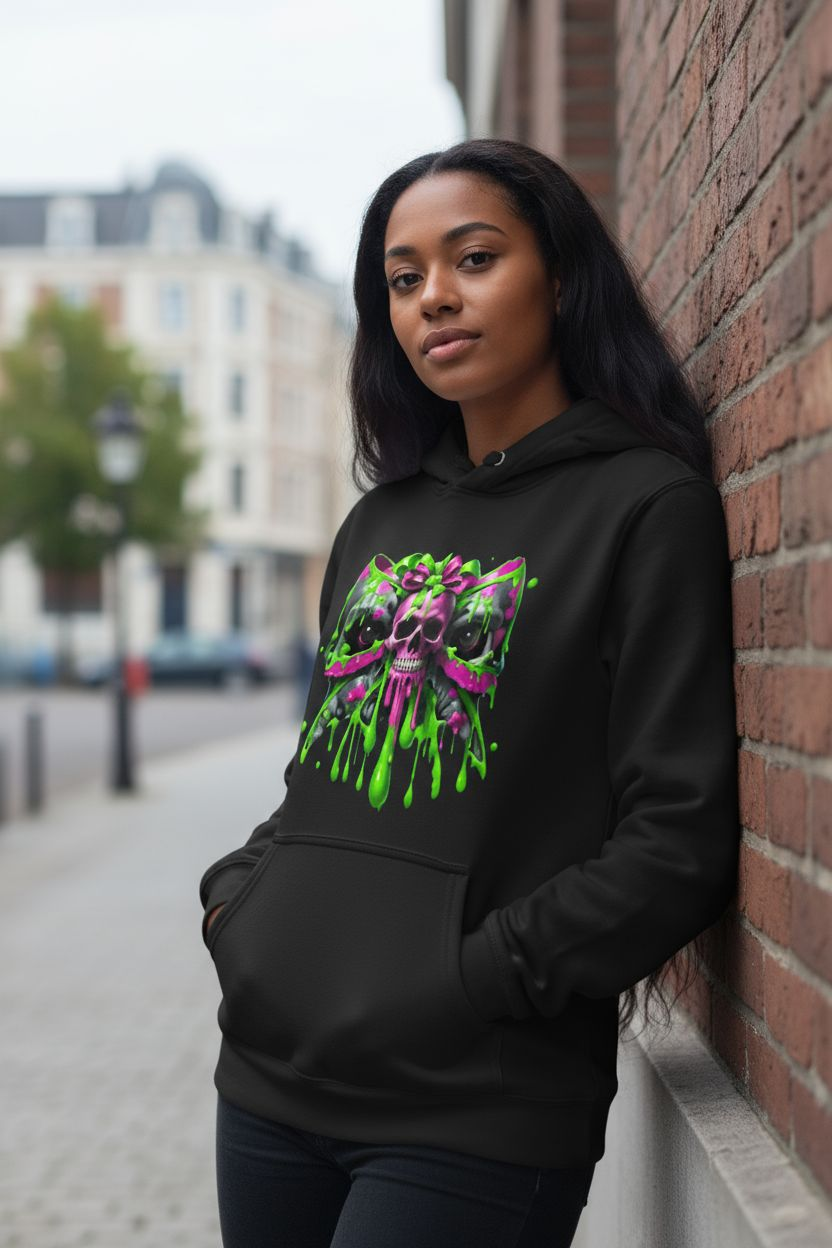Dripping Skull Bow Hoodie