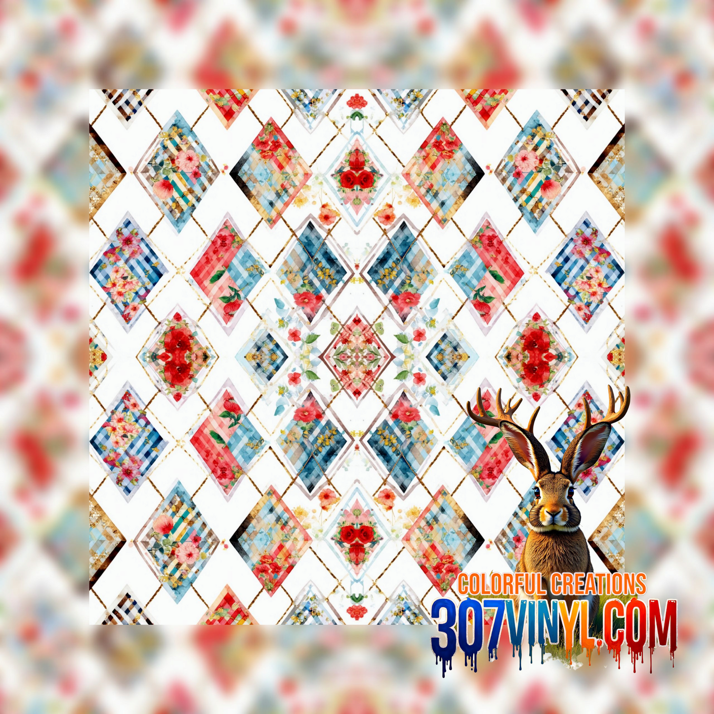 Shabby Chic Quilt Pattern Vinyl