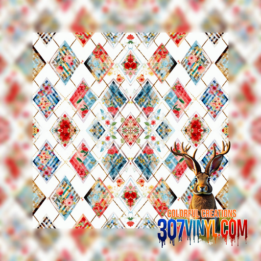 Shabby Chic Quilt Pattern Vinyl