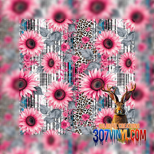 Shabby Chic Sunflowers Pattern Vinyl