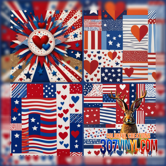 Red, White & Blue 4 Pack Pattern Vinyl